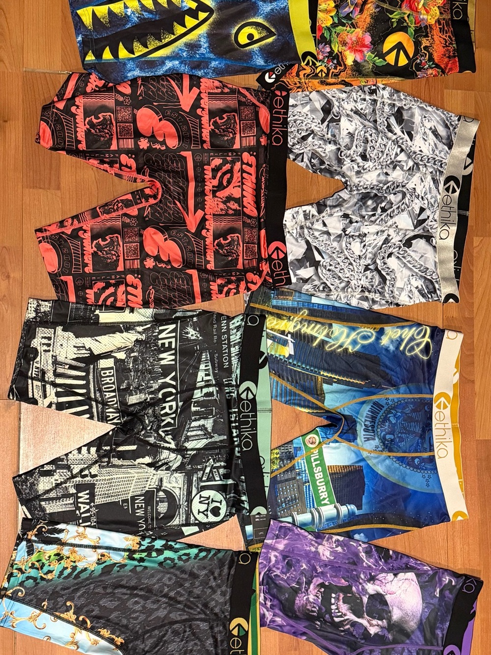 ethika Men’s Medium Staple Polyester and spandex boxer briefs, 8 pairs, NWT Z1